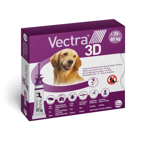 Vectra 3D L Spot-on pour chiens 25 - 40 kg (3 pipettes) 3 pipettes