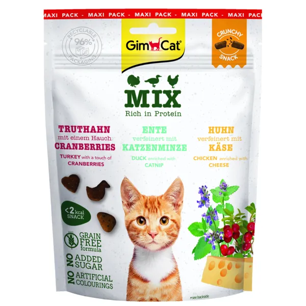 GimCat Crunchy Snacks pour chat - Mix poulet, dinde, canard (140 g)
