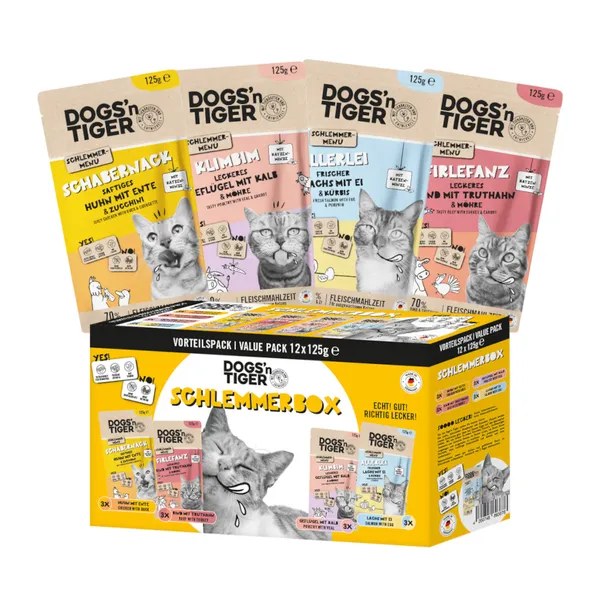 12x 125g Dogs'n Tiger Cat Mix (4 sortes) nourriture humide pour chats