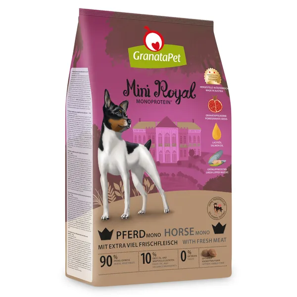 Lot économique : 2x 1kg GranataPet Mini Royal Monoprotéine Cheval nourriture sèche pour chiens