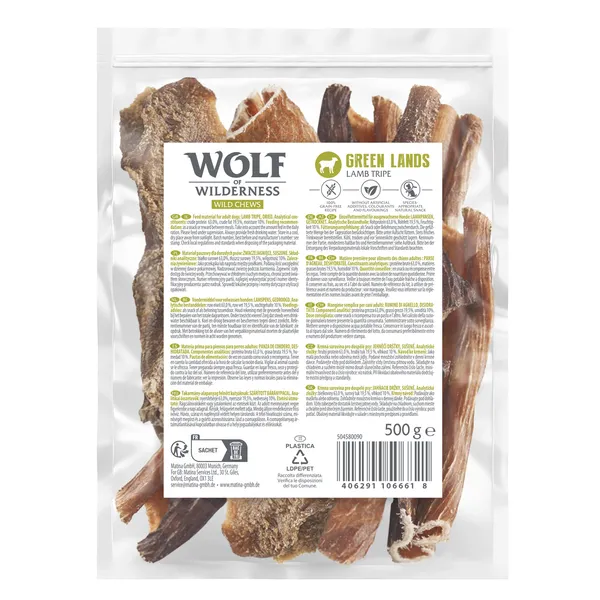 3x500g de friandises pour chiens Wolf of Wilderness à base d'agneau 