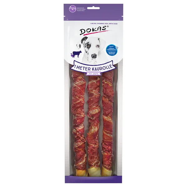 Mètre de bâtonnets fourrés canard Dokas - Friandises pour chien
