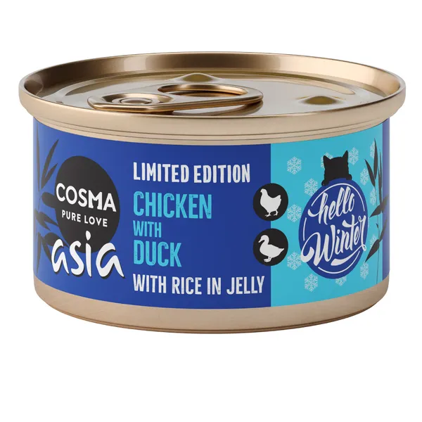 6x85g Asia Menu d'hiver poulet, canard édition d'hiver Cosma nourriture humide pour chat