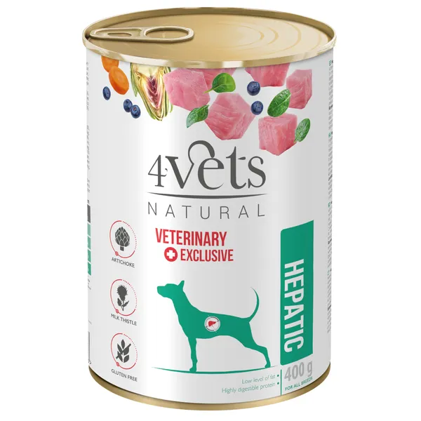 400g 4Vets Natural nourriture pour chien hepatic humide