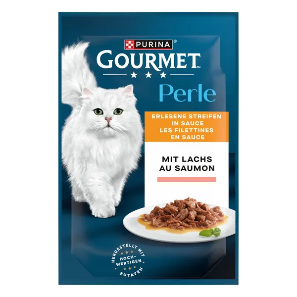 Mégapack Gourmet Perle Les aiguillettes de saumon - Pâtée pour chat