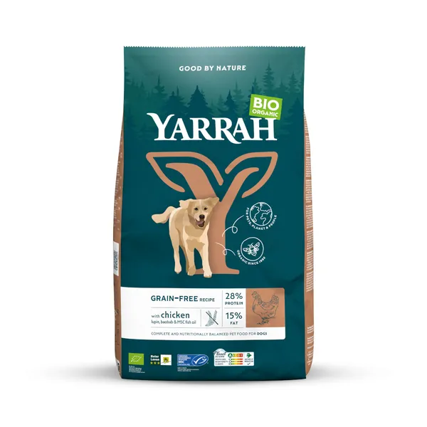 Yarrah Bio sans céréales, poulet bio - Croquettes pour chien