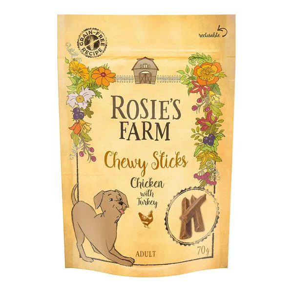 Rosie's Farm Bâtonnets à mâcher poulet, dinde pour chien - 70 g