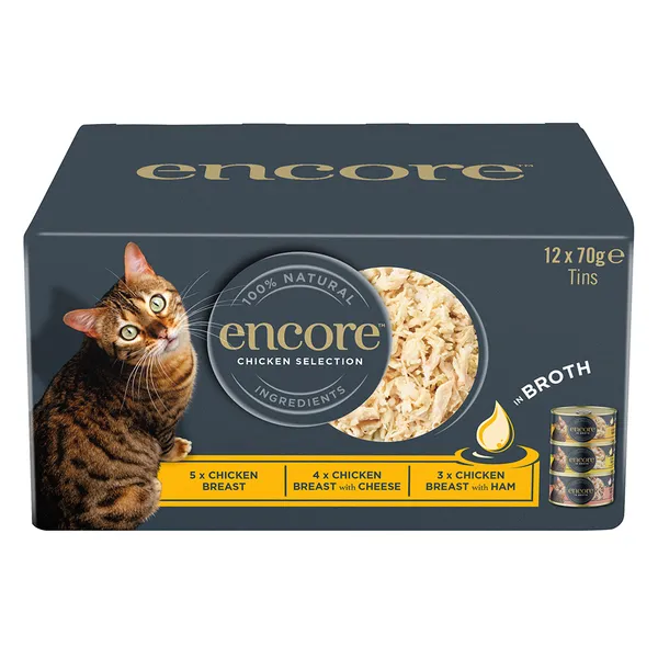 Lot Encore en bouillon 24 x 70 g pour chat - lot mixte Sélection au poulet