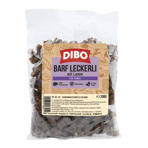 DIBO Friandises BARF à l’agneau 3 x 200&nbsp;g, friandises pour chien
