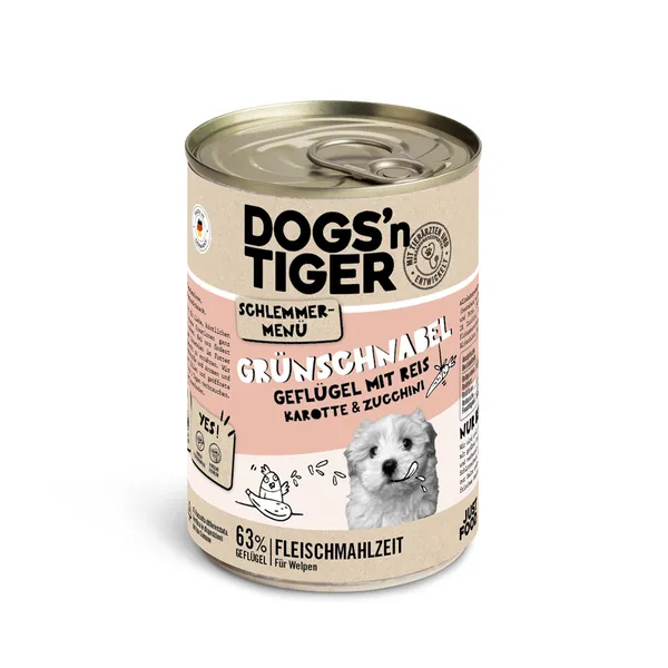 Dogs’n Tiger Menu gourmet 6 x 400 g - volaille, riz nature, carottes et courgette (junior)