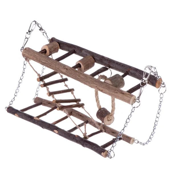 Pont suspendu en bois naturel pour rongeur L 27 x l 7 x H 17 cm