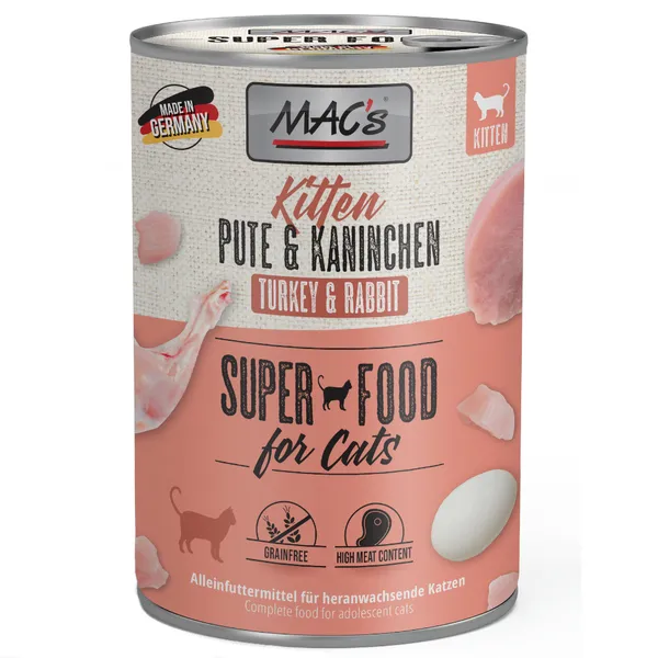 Lot MAC's 24 x 400 g pour chat - kitten (dinde, lapin)