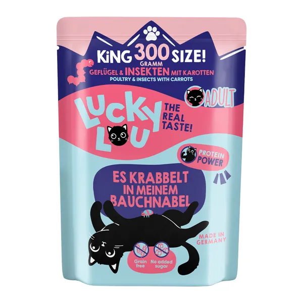 Lot économique : 2x300g Adult volaille & insectes Lucky Lou nourriture humide pour chats