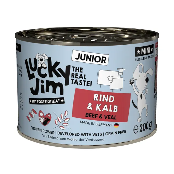 6x200g Lucky Jim MINI Junior bœuf & veau nourriture pour chiens humide
