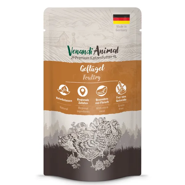 12x125g Volaille Venandi Animal Nourriture humide pour chats