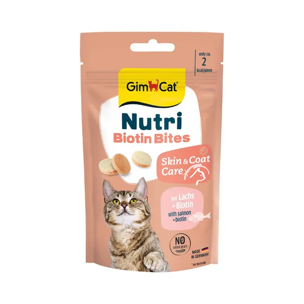 Lot économique : 3x40 g GimCat Nutri Biotin Bouchées au saumon Friandises pour chat
