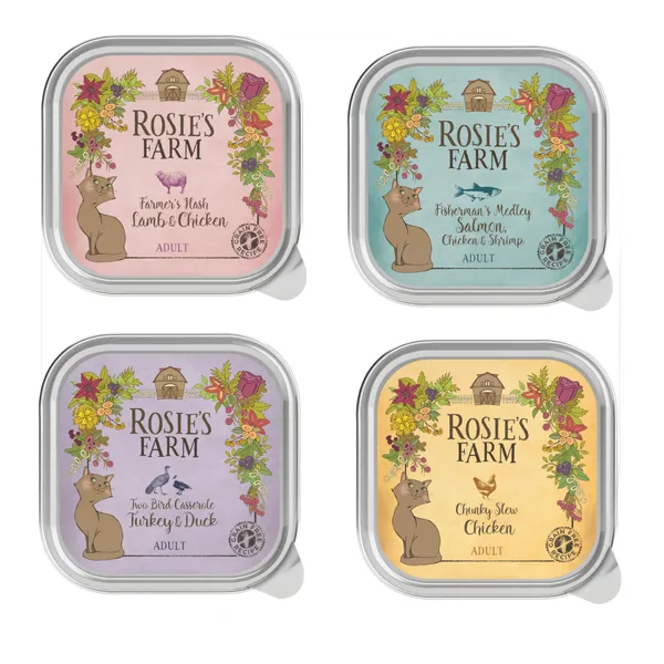 Adult lot mixte (4 saveurs) Rosie's Farm - Pâtée pour chat