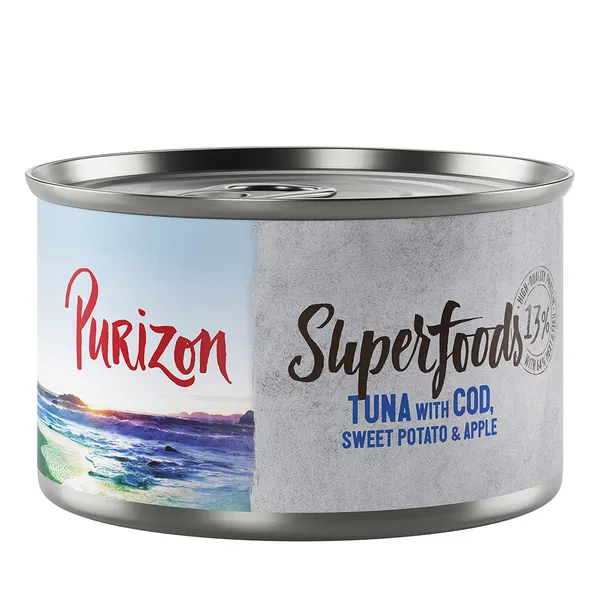Purizon Superfoods 6 x 140 g pour chien - thon, cabillaud, patates douces, pommes