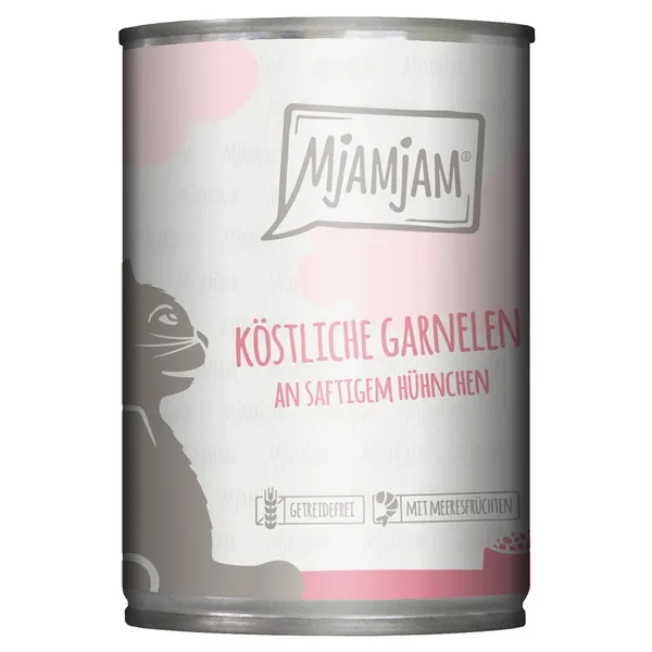 Paquet économique 24x400g MjAMjAM délicieuses crevettes au poulet juteux nourriture pour chat humide
