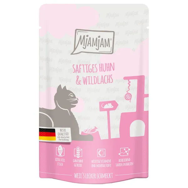 MjAMjAM 24 x 125 g pour chat - poulet, saumon sauvage