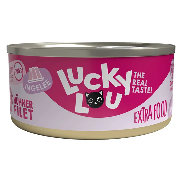 70g Lucky Lou Extra Food filet en gelée Filet de poulet Nourriture pour chat humide