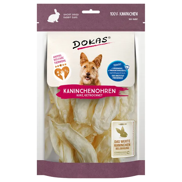 Oreilles de lapin séchées sans poils Dokas - Friandises pour chien