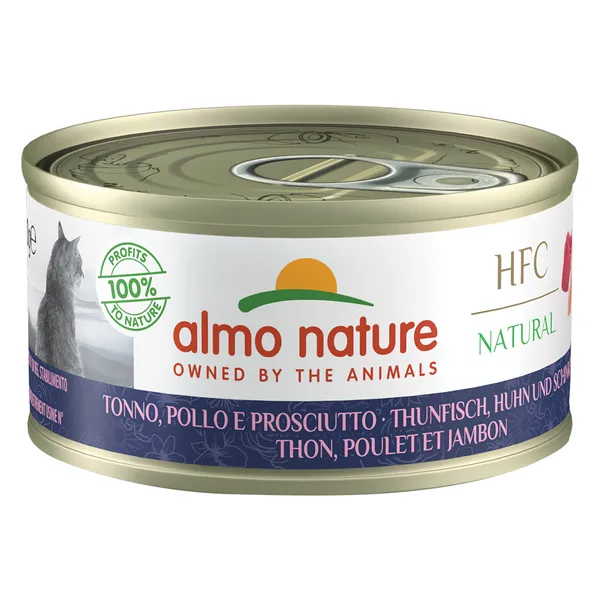 Lot Almo Nature 24 x 70 g pour chat  - HFC Natural thon, poulet, jambon