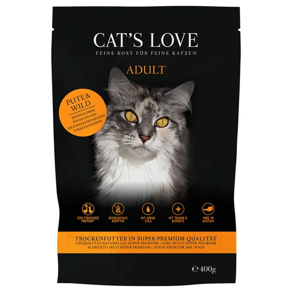 Cat's Love Adult dinde, gibier pour chat - 2 x 400 g
