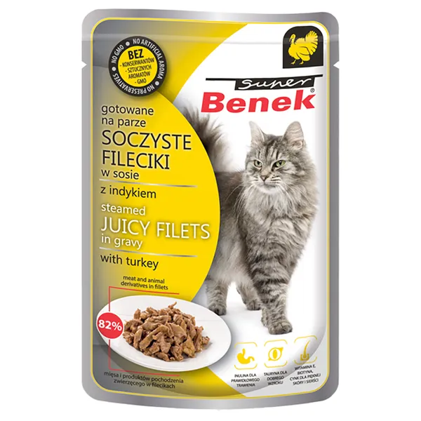 Lot Super Benek Filets en sauce 56 x 85 g pour chat - dinde