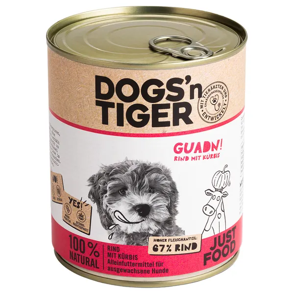 Lot Dogs’n Tiger Adult 12 x 800 g - bœuf, potiron
