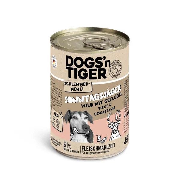 Lot Dogs’n Tiger Menu gourmet 12 x 400 g - gibier, volaille, poire, millet, châtaigne