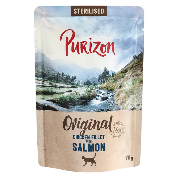 6x 70g Purizon Kitten filet de poulet avec saumon nourriture pour chats humide