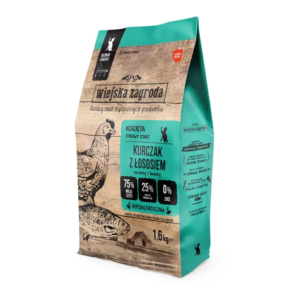 Wiejska Zagroda Kitten poulet, saumon pour chaton - 2 x 1,6 kg