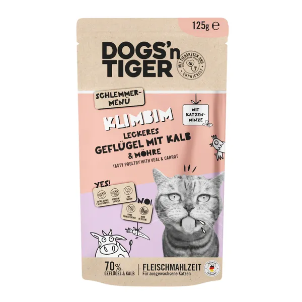 12x125g Dogs'n Tiger Cat volaille, veau nourriture humide pour chats