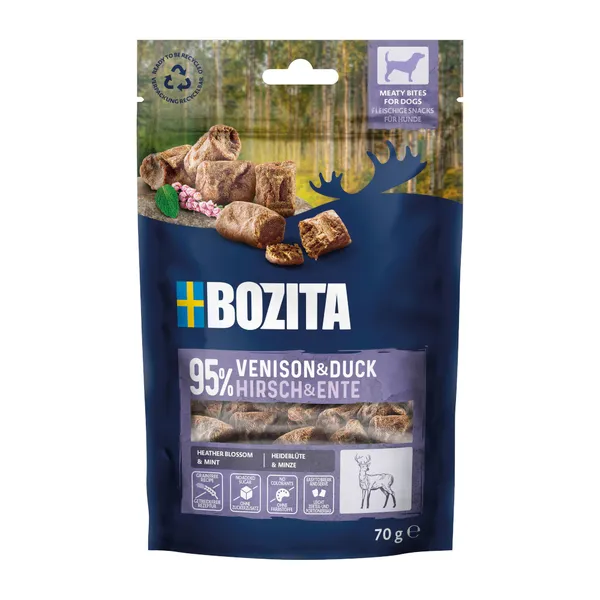 70g Bozita Meaty Bites cerf & canard friandises pour chiens