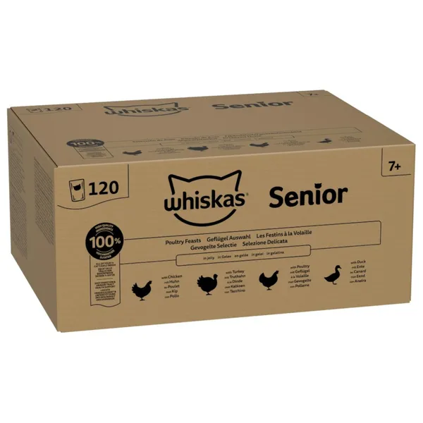 120x85g Whiskas Senior sac sélection volaille en gelée nourriture humide pour chats