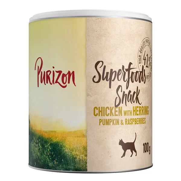 3x100g Superfood poulet au hareng, potiron et framboises Purizon friandise pour chats