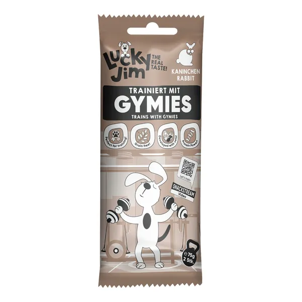 Lot économique : 3x75g Friandises pour chiens Lucky Jim Gymies au lapin
