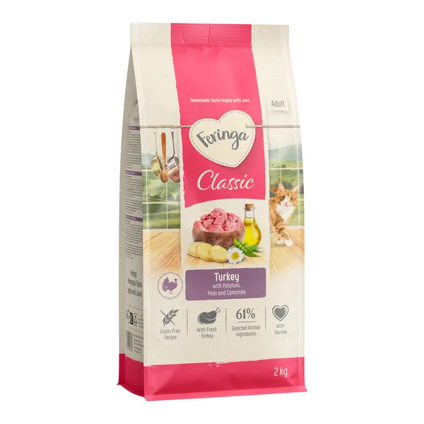 2 kg Feringa Adult Classic Dinde nourriture sèche pour chats