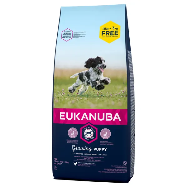 Eukanuba Puppy Medium Breed au poulet pour chiot 15 + 3 kg