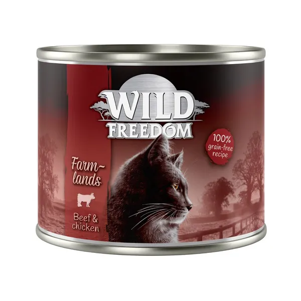 Adult : Farmlands - bœuf, poulet Wild Freedom pour chat + 2 boîtes offertes !