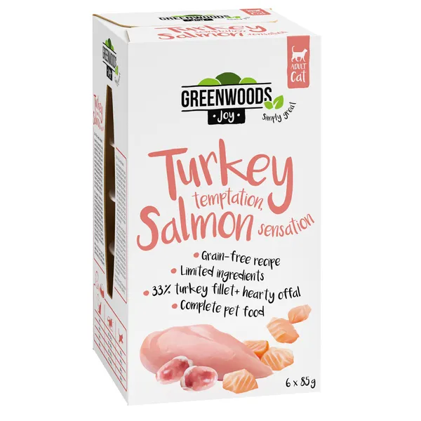 Greenwoods Joy filet de dinde, saumon - Pâtée pour chat