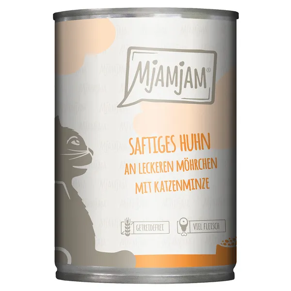 Paquet économique 24x400g MjAMjAM poulet juteux aux délicieuses carottes nourriture pour chat humide