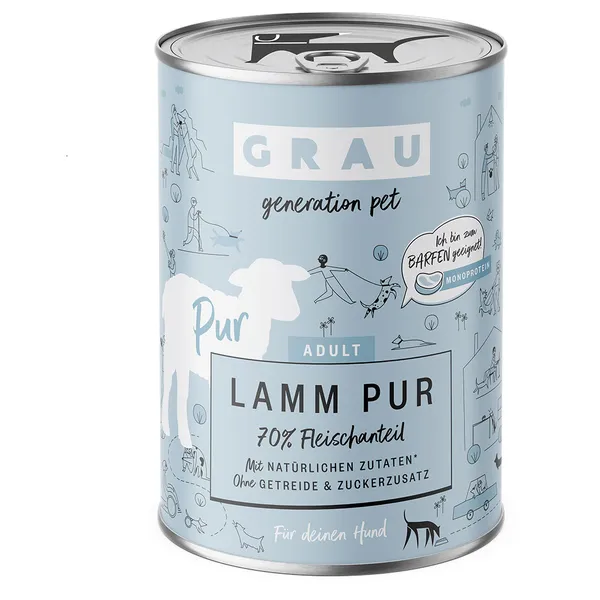 400g GRAU nourriture pour chien agneau pur avec huile de lin nourriture pour chien humide