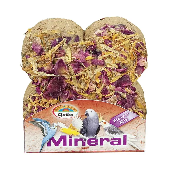 Paquets Quiko Pierre minérale à picorer avec fleurs pour oiseaux