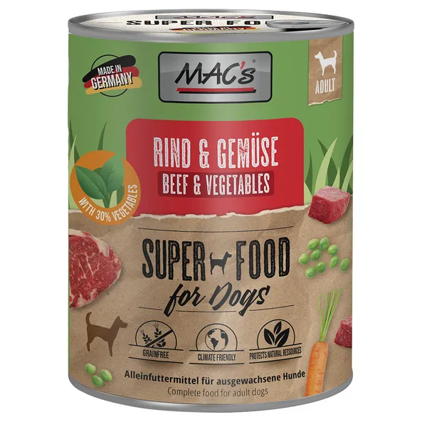 Lot MAC's 24 x 800 g pour chien - bœuf, légumes