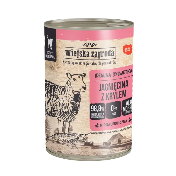 Wiejska Zagroda 12 x 400 g - agneau, krill