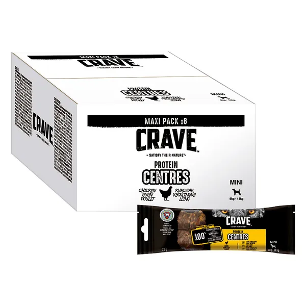 Friandises Crave Protein Centres Mini pour chien -  8 x 72 g, poulet