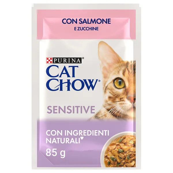 PURINA Cat Chow 26 x 85 g pour chat - Sensitive saumon, courgettes