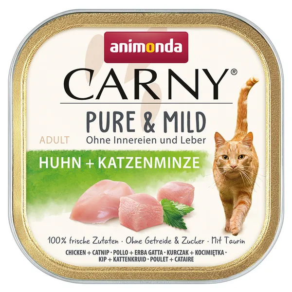Lot animonda Carny Adult Pure & Mild 64 x 100 g - poulet, menthe à chat